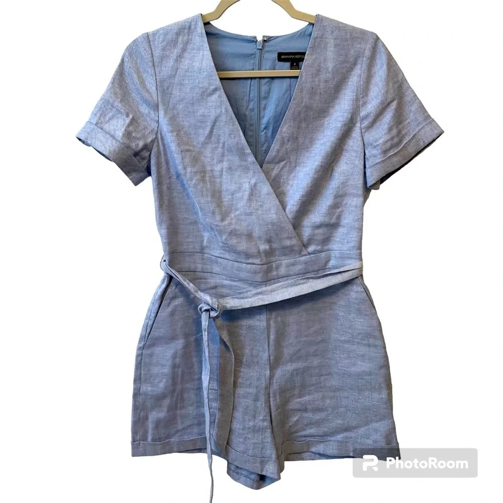 Banana Republic linen blend romper light denim